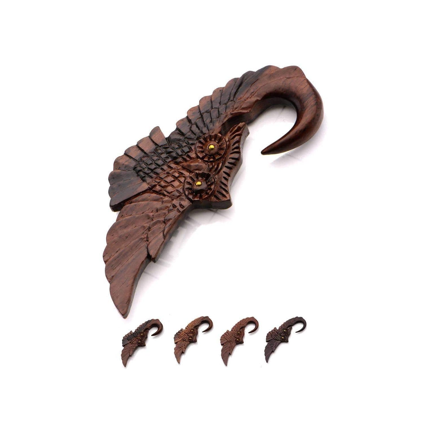 Hand Carved Sono Wood Owl Hangers - Avanti Body Jewelry
