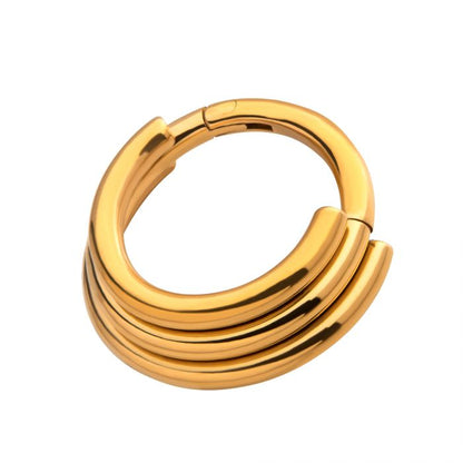 Hinged Ring Terraced Triple Stack Design Side Facing | Titanium Clicker Segment Hoop Ring - Avanti Body Jewelry