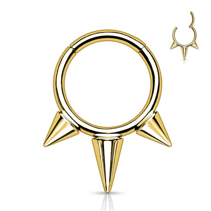 Hinged Ring w/ Spikes | Titanium Clicker Segment Hoop Ring - Avanti Body Jewelry