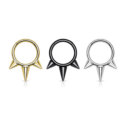 Hinged Ring w/ Spikes | Titanium Clicker Segment Hoop Ring - Avanti Body Jewelry