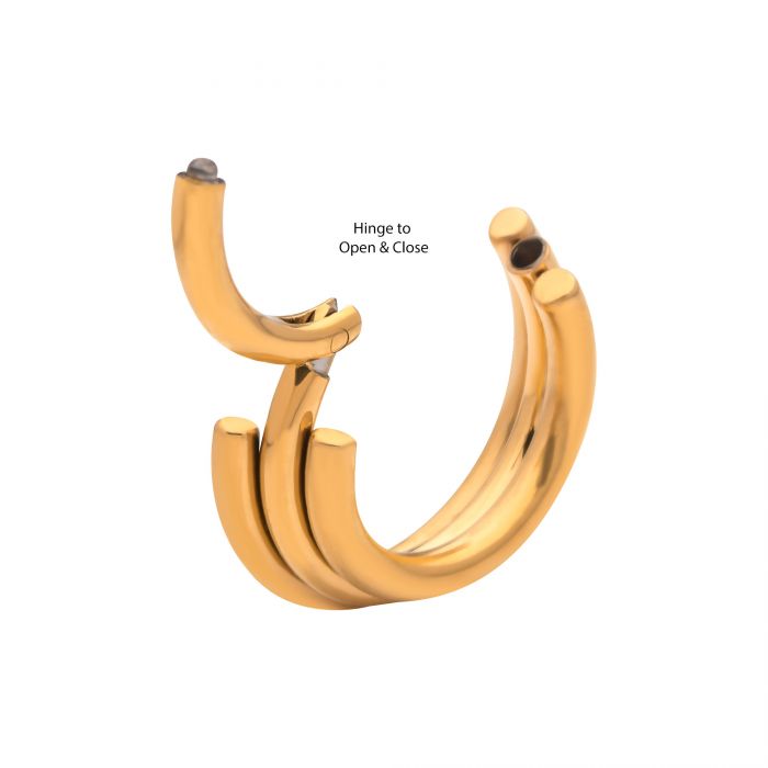 Hinged Ring Terraced Triple Stack Design Side Facing | Titanium Clicker Segment Hoop Ring - Avanti Body Jewelry
