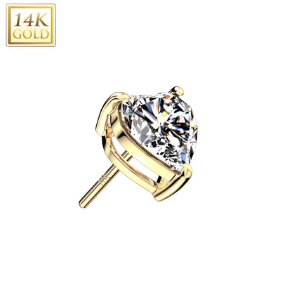 Heart Gem | 14K Threadless Top For Nose, Ears & Lip - Avanti Body Jewelry