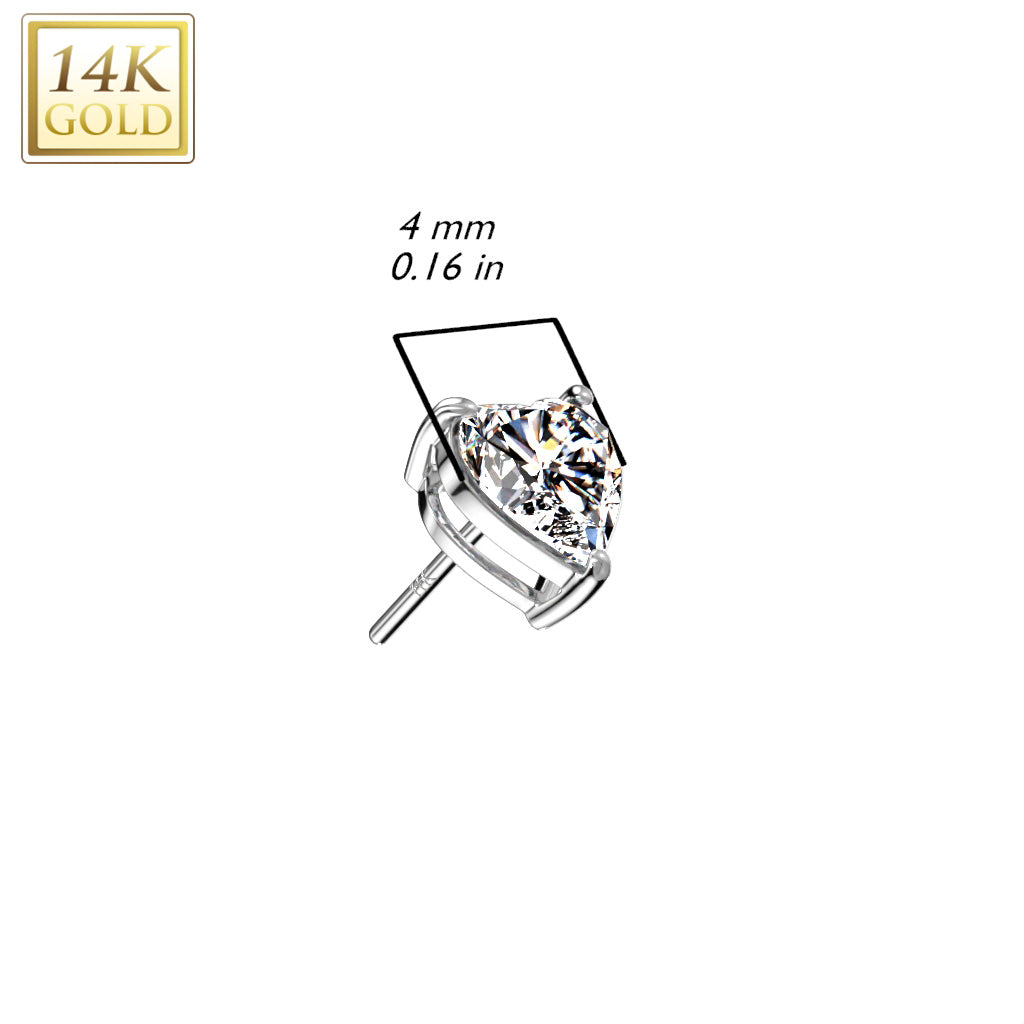 Heart Gem | 14K Threadless Top For Nose, Ears & Lip - Avanti Body Jewelry