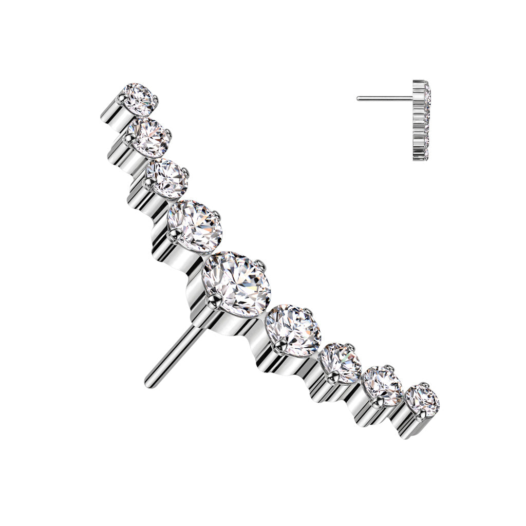 9 Cluster Curved Top | Titanium Threadless Top For Nose, Ears & Lip - Avanti Body Jewelry