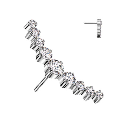 9 Cluster Curved Top | Titanium Threadless Top For Nose, Ears & Lip - Avanti Body Jewelry