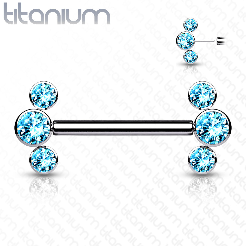 Threadless Side-Set Cluster Nipple Ring (Sold Individually) For Nose, Ears & Lip - Avanti Body Jewelry