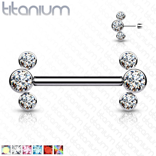 Threadless Side-Set Cluster Nipple Ring (Sold Individually) For Nose, Ears & Lip - Avanti Body Jewelry