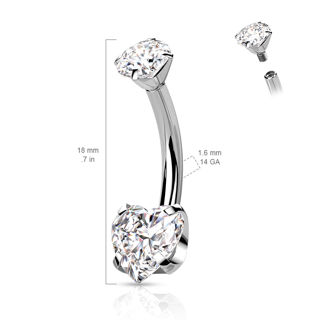 Heart Gem Belly / Navel Ring | Titanium Prong Set - Avanti Body Jewelry