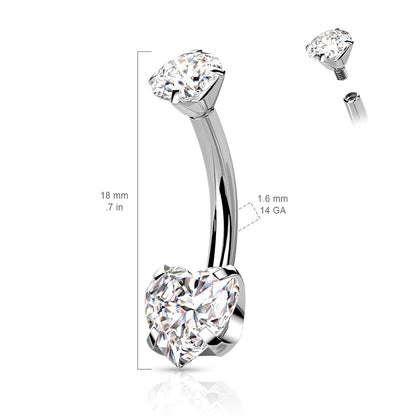 Heart Gem Belly / Navel Ring | Titanium Prong Set - Avanti Body Jewelry