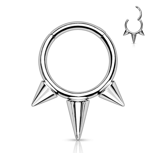 Hinged Ring w/ Spikes | Titanium Clicker Segment Hoop Ring - Avanti Body Jewelry