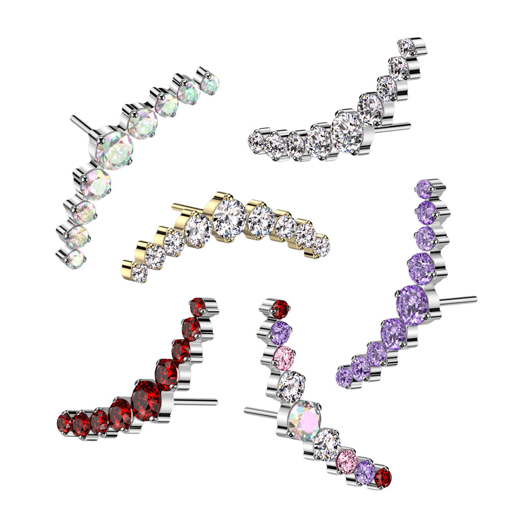 9 Cluster Curved Top | Titanium Threadless Top For Nose, Ears & Lip - Avanti Body Jewelry