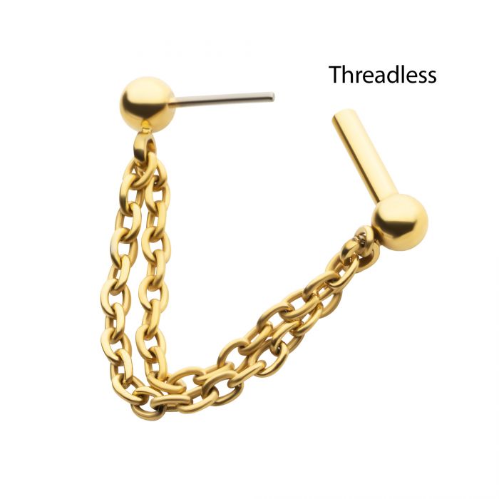 Titanium Threadless 2 Chain Dangle For Nose, Ears & Lip - Avanti Body Jewelry