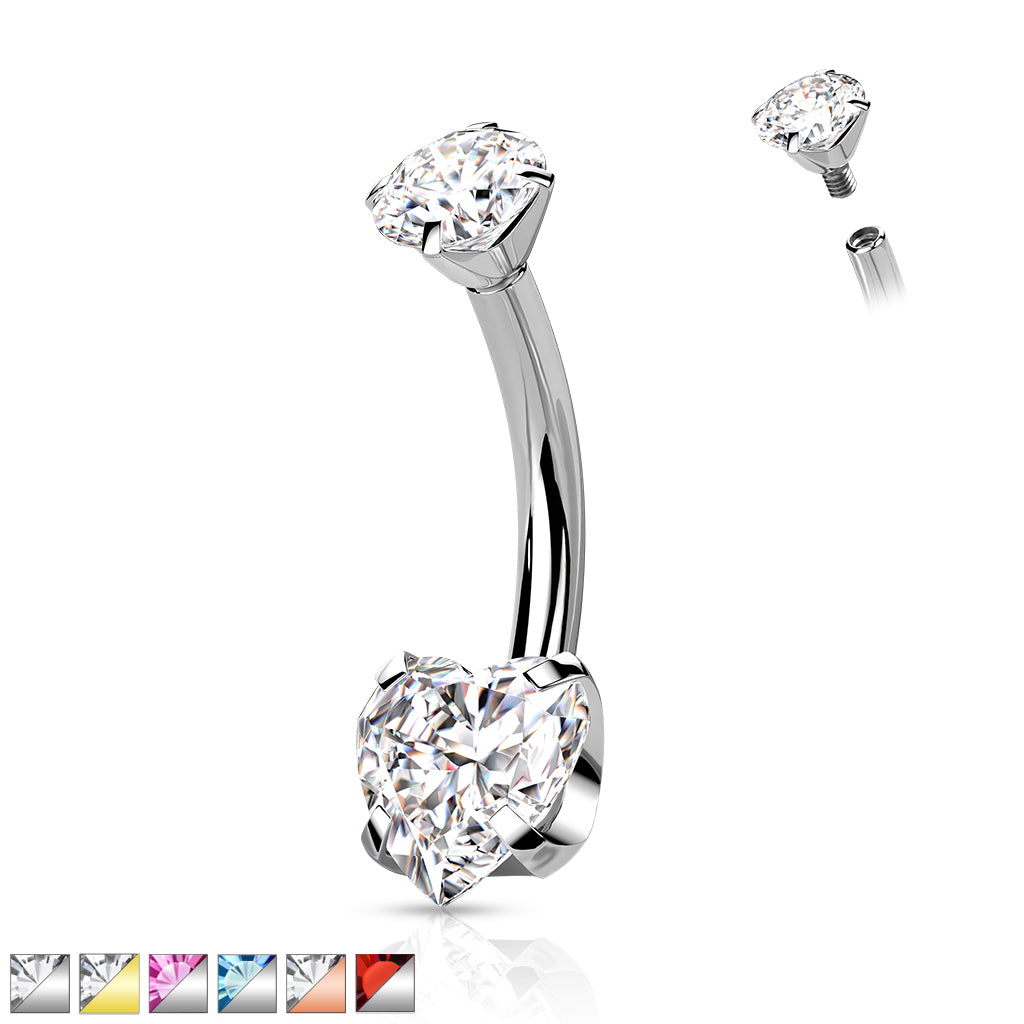 Heart Gem Belly / Navel Ring | Titanium Prong Set - Avanti Body Jewelry