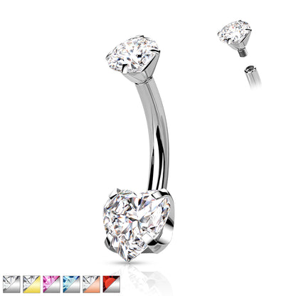 Heart Gem Belly / Navel Ring | Titanium Prong Set - Avanti Body Jewelry