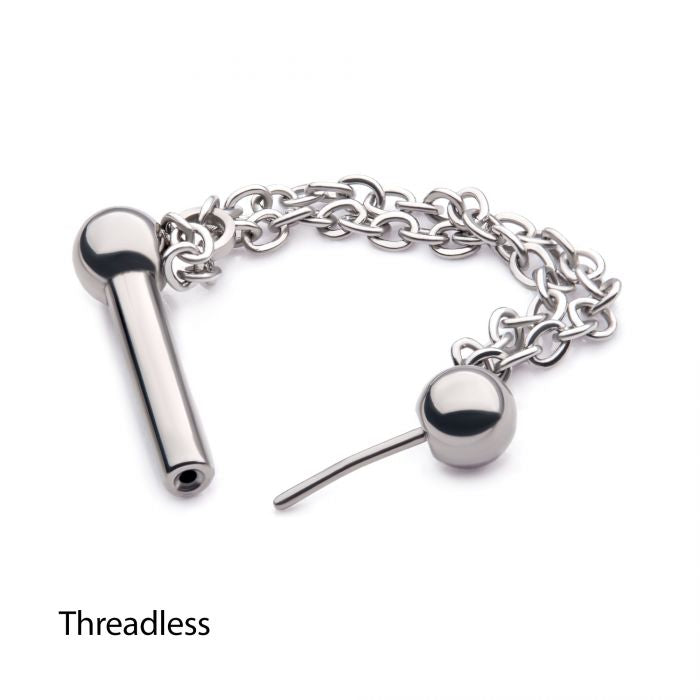 Titanium Threadless 2 Chain Dangle For Nose, Ears & Lip - Avanti Body Jewelry