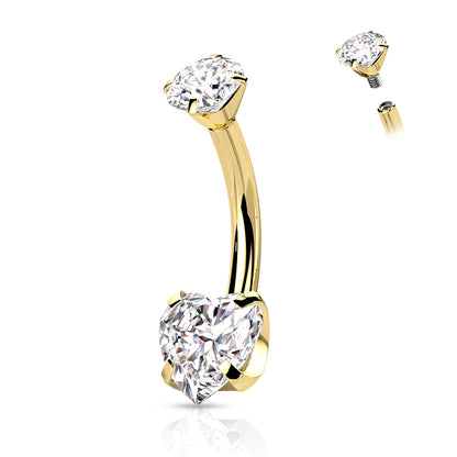 Heart Gem Belly / Navel Ring | Titanium Prong Set - Avanti Body Jewelry