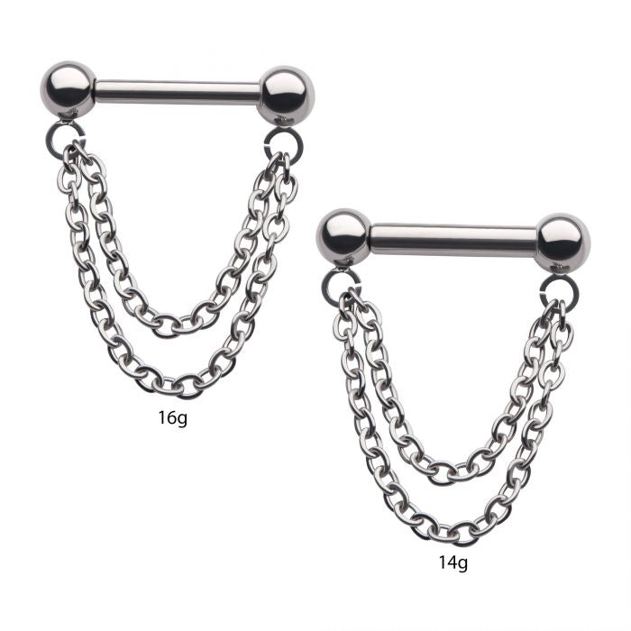 Titanium Threadless 2 Chain Dangle For Nose, Ears & Lip - Avanti Body Jewelry