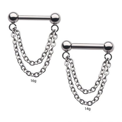 Titanium Threadless 2 Chain Dangle For Nose, Ears & Lip - Avanti Body Jewelry
