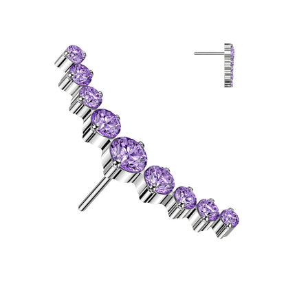 9 Cluster Curved Top | Titanium Threadless Top For Nose, Ears & Lip - Avanti Body Jewelry