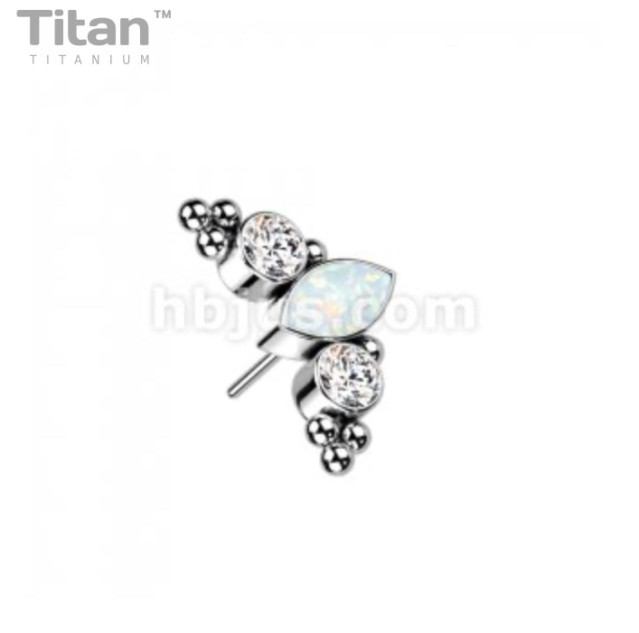 Marquise CZs and Ball Cluster | Titanium Threadless Top For Nose & Ears - Avanti Body Jewelry
