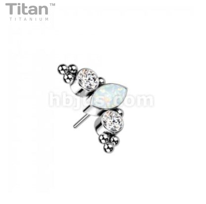 Marquise CZs and Ball Cluster | Titanium Threadless Top For Nose & Ears - Avanti Body Jewelry