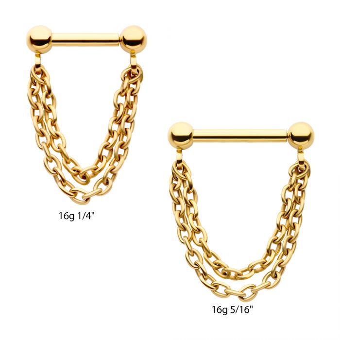 Titanium Threadless 2 Chain Dangle For Nose, Ears & Lip - Avanti Body Jewelry