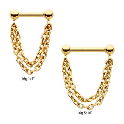 Titanium Threadless 2 Chain Dangle For Nose, Ears & Lip - Avanti Body Jewelry