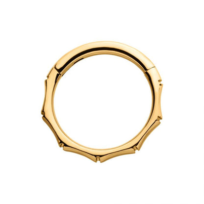Hinged Ring Bamboo Design Side Facing | Titanium Clicker Segment Hoop Ring - Avanti Body Jewelry