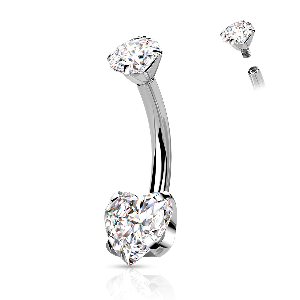 Heart Gem Belly / Navel Ring | Titanium Prong Set - Avanti Body Jewelry
