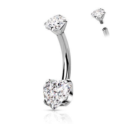 Heart Gem Belly / Navel Ring | Titanium Prong Set - Avanti Body Jewelry