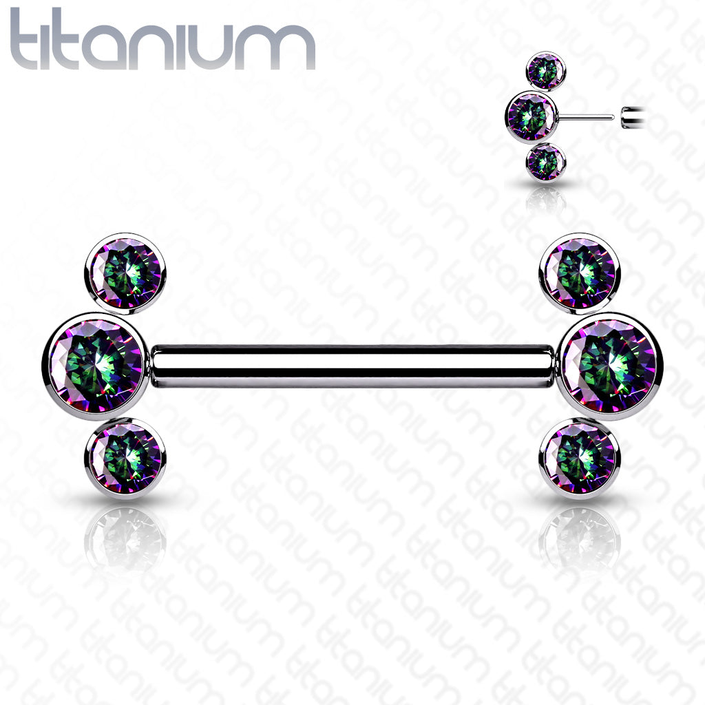 Threadless Side-Set Cluster Nipple Ring (Sold Individually) For Nose, Ears & Lip - Avanti Body Jewelry