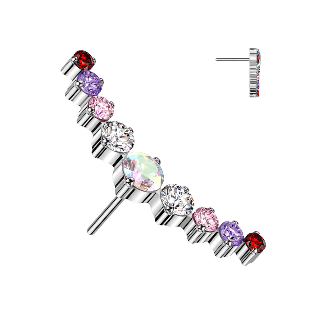 9 Cluster Curved Top | Titanium Threadless Top For Nose, Ears & Lip - Avanti Body Jewelry