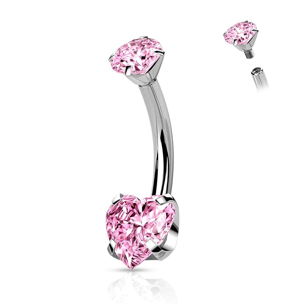 Heart Gem Belly / Navel Ring | Titanium Prong Set - Avanti Body Jewelry
