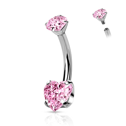 Heart Gem Belly / Navel Ring | Titanium Prong Set - Avanti Body Jewelry