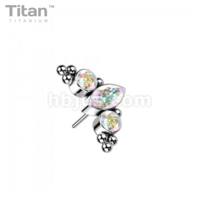 Marquise CZs and Ball Cluster | Titanium Threadless Top For Nose & Ears - Avanti Body Jewelry