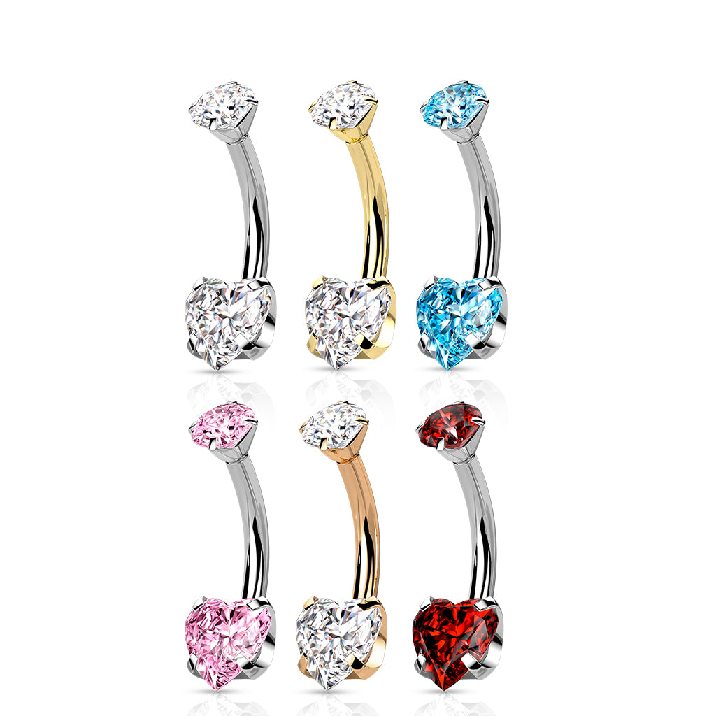 Heart Gem Belly / Navel Ring | Titanium Prong Set - Avanti Body Jewelry