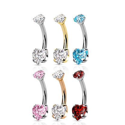 Heart Gem Belly / Navel Ring | Titanium Prong Set - Avanti Body Jewelry