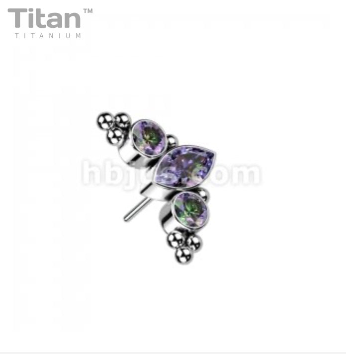 Marquise CZs and Ball Cluster | Titanium Threadless Top For Nose & Ears - Avanti Body Jewelry