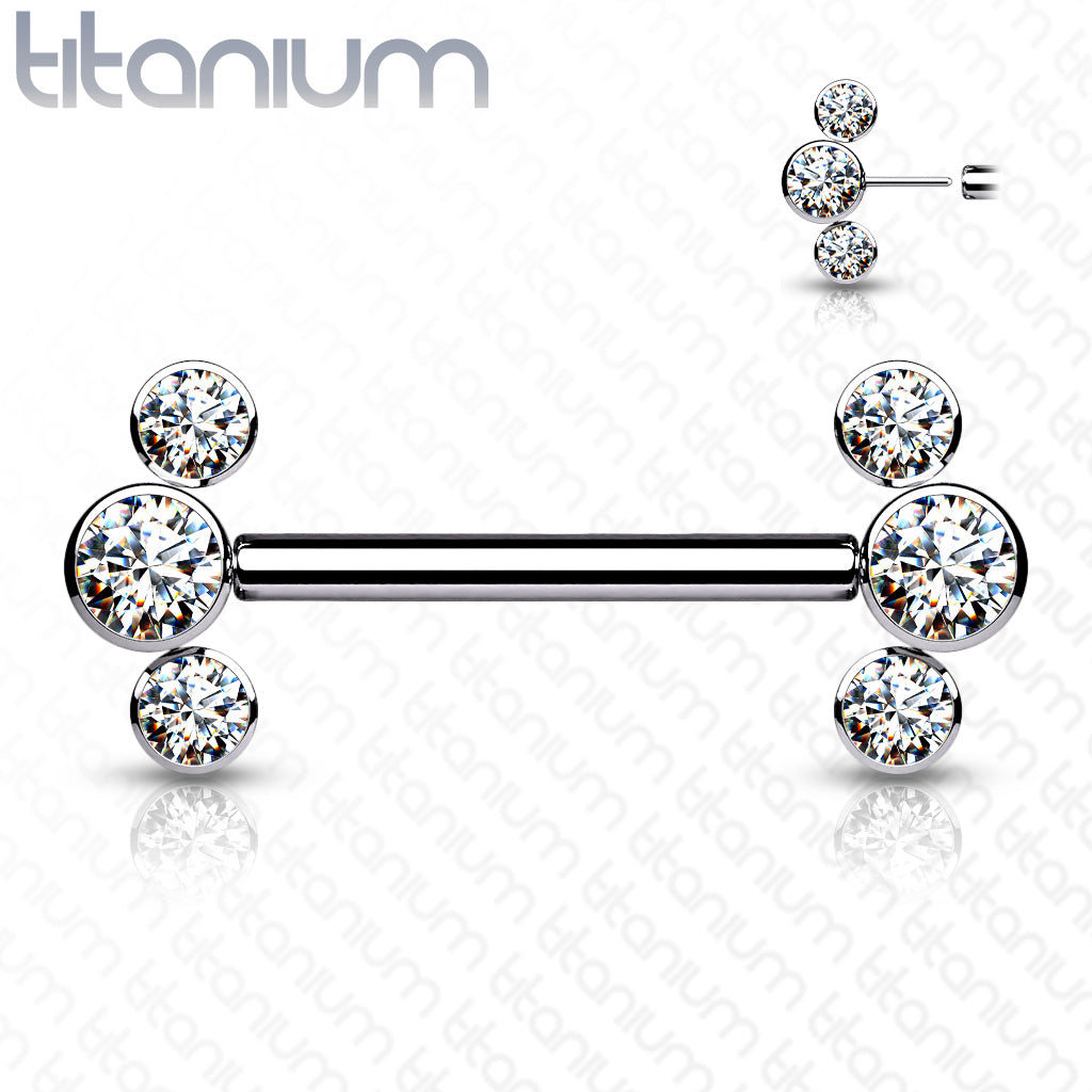 Threadless Side-Set Cluster Nipple Ring (Sold Individually) For Nose, Ears & Lip - Avanti Body Jewelry