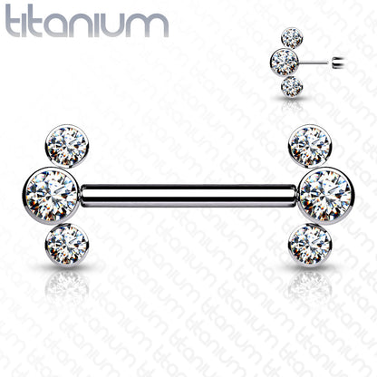 Threadless Side-Set Cluster Nipple Ring (Sold Individually) For Nose, Ears & Lip - Avanti Body Jewelry