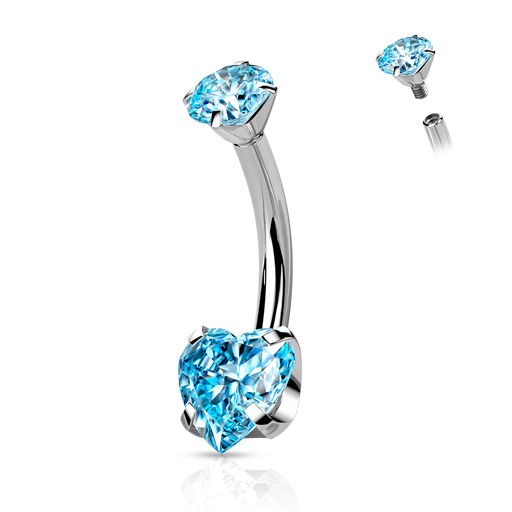 Heart Gem Belly / Navel Ring | Titanium Prong Set - Avanti Body Jewelry