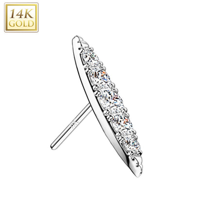 5 Gem Pointed Oval | 14K Threadless Top For Nose & Ears - Avanti Body Jewelry