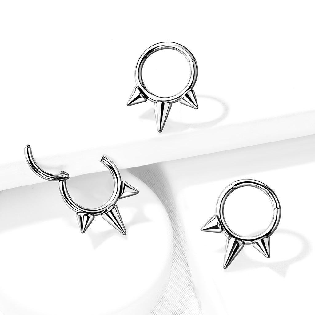 Hinged Ring w/ Spikes | Titanium Clicker Segment Hoop Ring - Avanti Body Jewelry