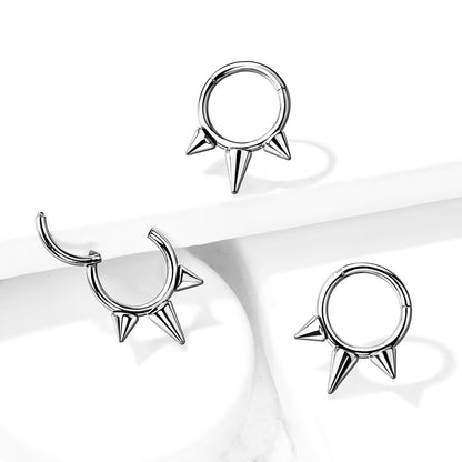 Hinged Ring w/ Spikes | Titanium Clicker Segment Hoop Ring - Avanti Body Jewelry