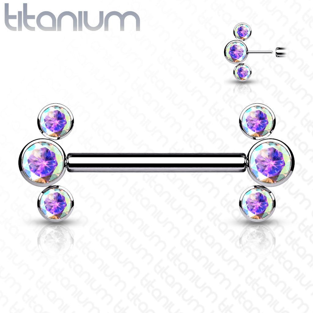 Threadless Side-Set Cluster Nipple Ring (Sold Individually) For Nose, Ears & Lip - Avanti Body Jewelry