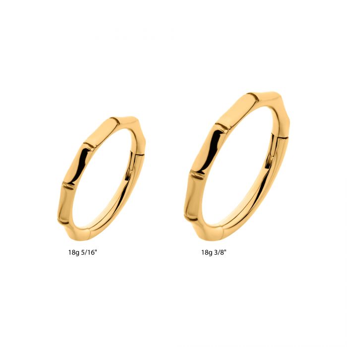 Hinged Ring Bamboo Design Side Facing | Titanium Clicker Segment Hoop Ring - Avanti Body Jewelry