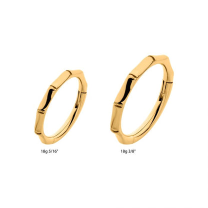 Hinged Ring Bamboo Design Side Facing | Titanium Clicker Segment Hoop Ring - Avanti Body Jewelry