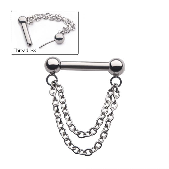 Titanium Threadless 2 Chain Dangle For Nose, Ears & Lip - Avanti Body Jewelry