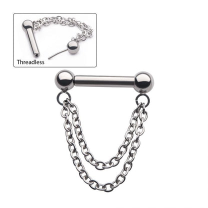 Titanium Threadless 2 Chain Dangle For Nose, Ears & Lip - Avanti Body Jewelry