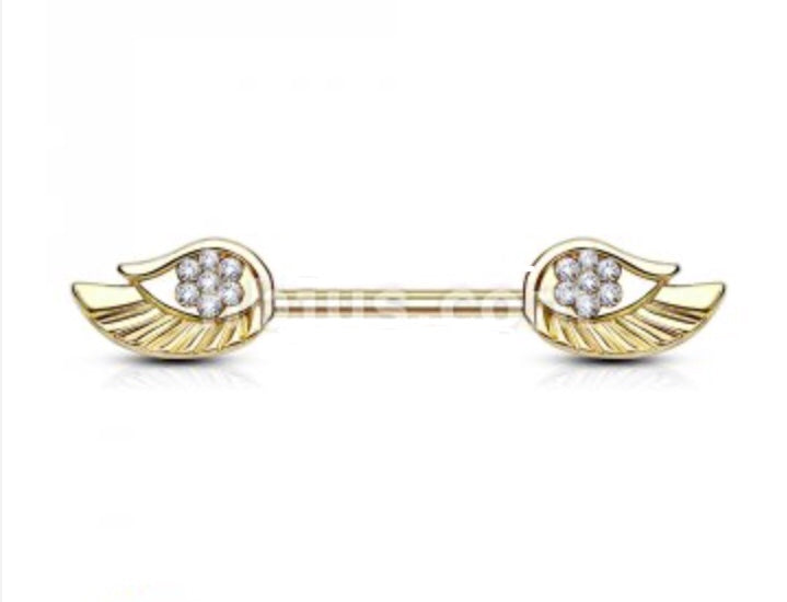 Angel Wings Nipple Barbell (Sold Individually) - Avanti Body Jewelry